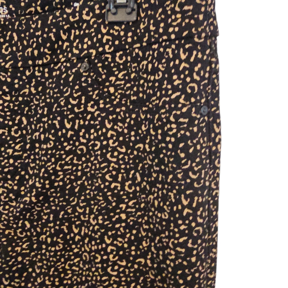 Chico's Size 1.5 / 10 Black Tan Animal Print Pull On Pants Jeggings - Picture 3 of 5